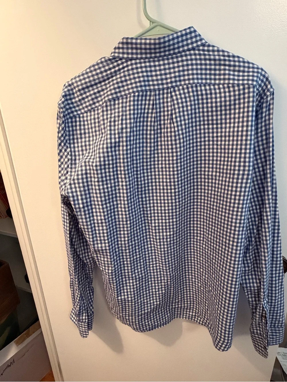 J.Crew Brushed Twill Gingham Shirt Blue White Slim Fit Cotton Mens L